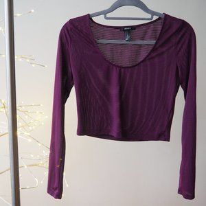 Maroon Long Sleeve Crop Top